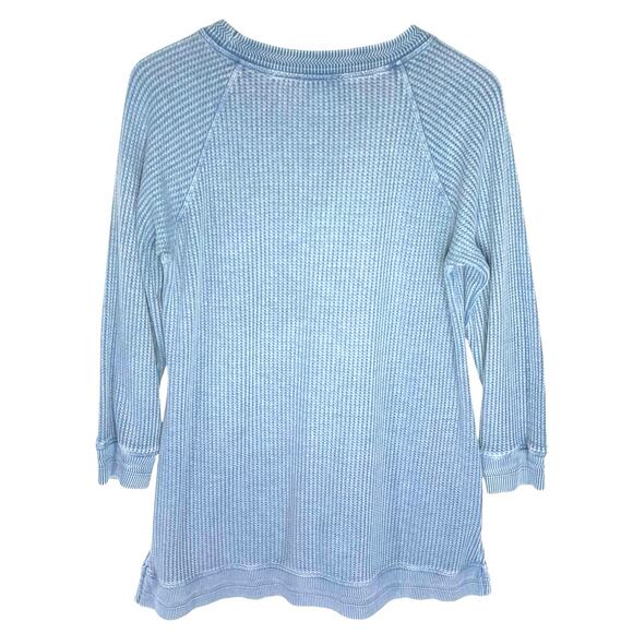 SOFT SURROUNDINGS Women’s Indigo Blue Autumn Waffle Knit Tunic top - Picture 4 of 4